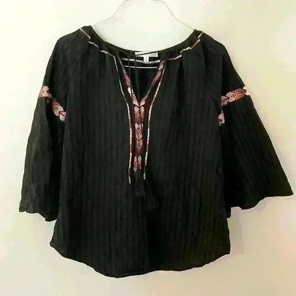 Wild Majesty, Black Bohemian Style Top, Small - Picture 1 of 7